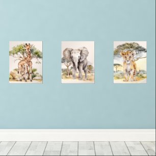 Safari Baby's Giraffe Olifant Leeuw Kinderkamer Muurkunst Sets