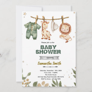Safari babyshower feest uitnodiging