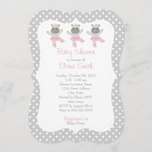 Safari Ballerina Gray Polka Dot Baby shower Kaart