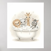 Safari Bath Squad Art mural pour salle de bain pou (Devant)
