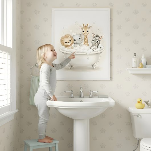 Safari Bath Squad Art mural pour salle de bain pou
