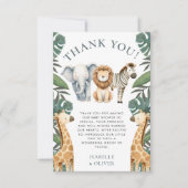 Safari Bébé Animaux et Carte de remerciements de v (Devant)