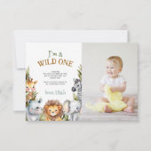 Safari Bébé Animaux Premier anniversaire Carte de  (Devant)