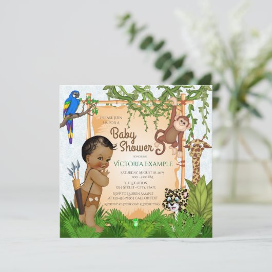 Safari bébé garçon douche Invitations (Debout devant)
