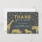 Safari Bedankt Card, Faux Glitter, Aqua Blue (Voorkant)