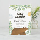 Safari Beer Groene Waterverf Baby Shower Kaart (Staand voorkant)