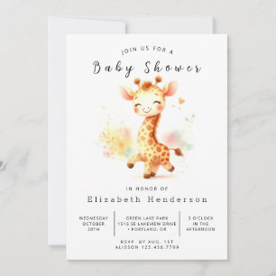 Safari Bewerkbare Giraffe Baby shower Kaart