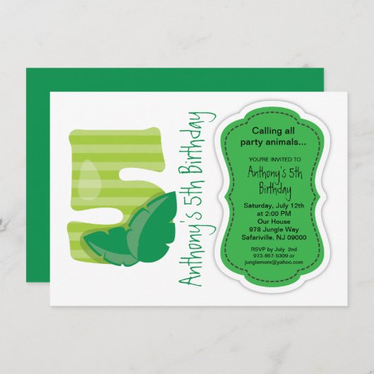 Safari Big Vijf om zijn vijfde verjaardag te viere Kaart (Voorkant / Achterkant)