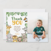 Safari Birthday Animals Oerwoud Wilde een en twee Bedankkaart (Voorkant)