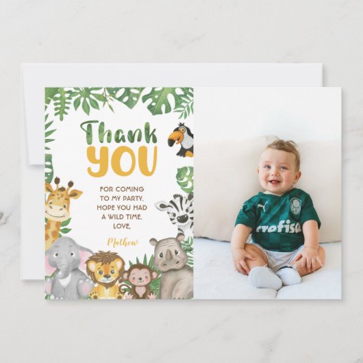 Safari Birthday Animals Oerwoud Wilde een en twee Bedankkaart (Voorkant)