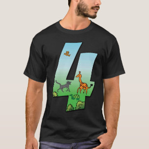 Safari Birthday Boy 4th Kinder Giraffe Animal Numb T-shirt