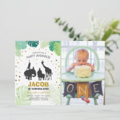 Safari Birthday Invitation Zoo Wild Jungle Animaux (Debout devant)