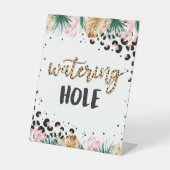 Safari Birthday Leopard Print Watering Hole Reclamebord Met Voetstuk (Voorkant)
