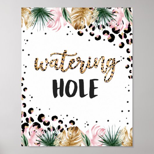 Safari Birthday Leopard Print Watering Hole Sign (Voorkant)