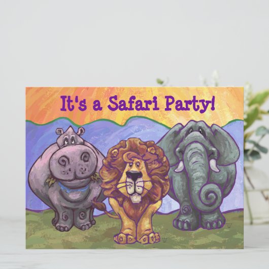 Safari Birthday Party Invitation Kaart (Staand voorkant)