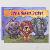 Safari Birthday Party Invitation Kaart (Voorkant / Achterkant)