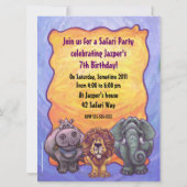 Safari Birthday Party Invitation Kaart (Achterkant)