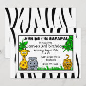 Safari Birthday Party Invitations Kaart (Voorkant / Achterkant)