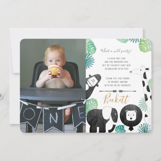 Safari Black en Green Photo Hartelijk dank Bedankkaart (Voorkant)