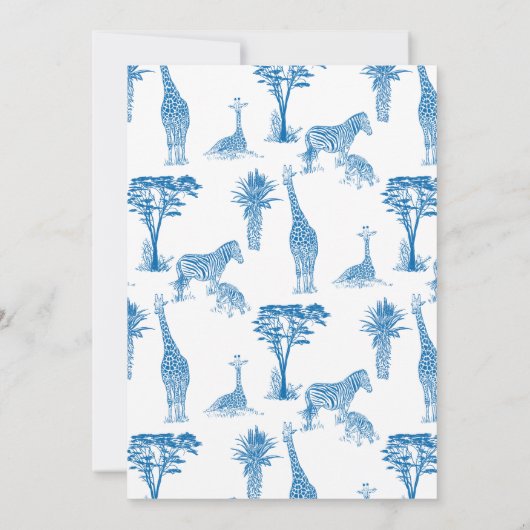 Safari blauw toile giraffe baby shower kaart (Achterkant)