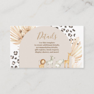 Safari Boho Dieren Waterverf Details Informatiekaartje