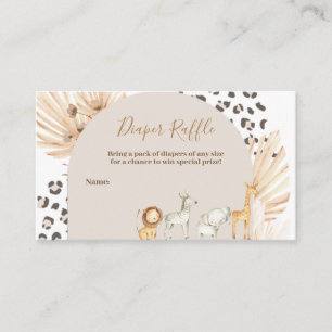 Safari Boho Dieren Waterverf Luier Raffle Informatiekaartje