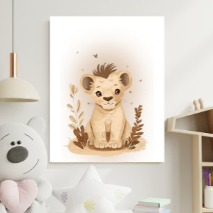 Safari Boho Neutrale Leeuwen Kinderkamer Poster