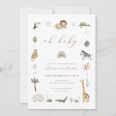 Safari Boho Oerwoud Baby shower Uitnodiging (Voorkant)