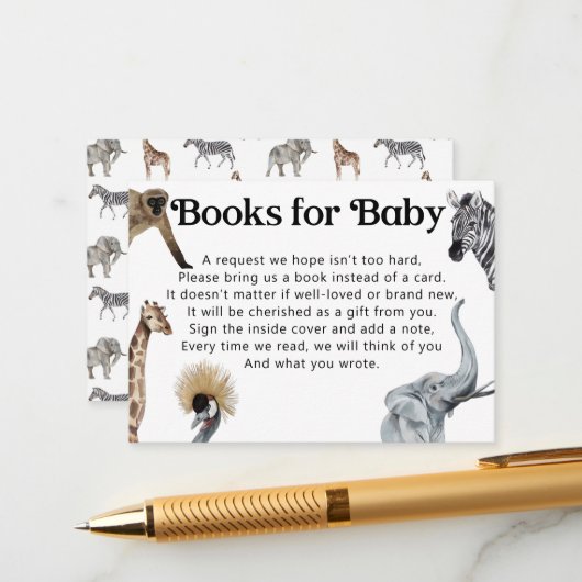 Safari Book Request for Baby shower Invitation (Devant/Arrière en situation)