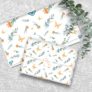 Safari botanisch inpakpapier | Blauw Oranje