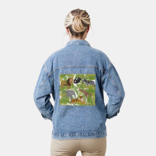 Safari Boy Cute Oerwoud Animals | Meisje Denim Jacket (Model)