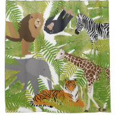 Safari Boy Cute Oerwoud Animals | Meisje Douchegordijn (Voorkant)