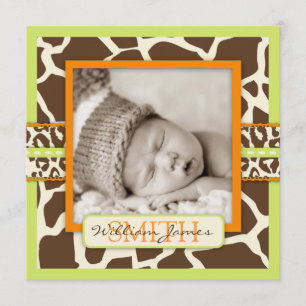 Safari Boy Green Announcement Square Kaart