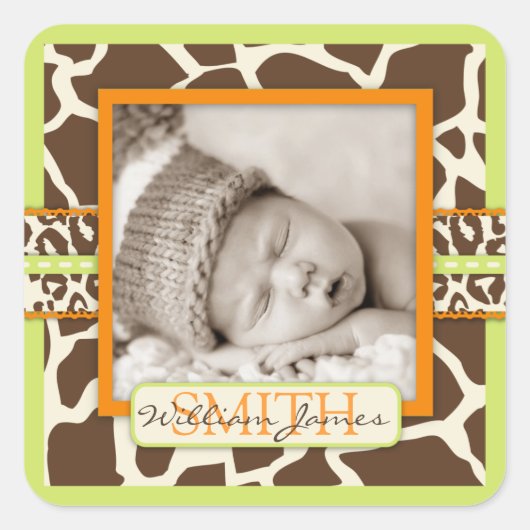 Safari Boy Groene Foto Sticker (Voorkant)