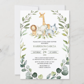 Safari Boy Oerwoud Animals Baby shower Kaart