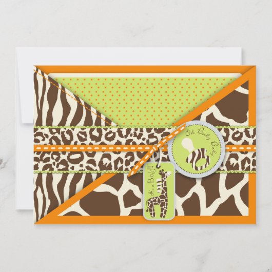 Safari Boy Orange Invitation Card 2 (Devant)