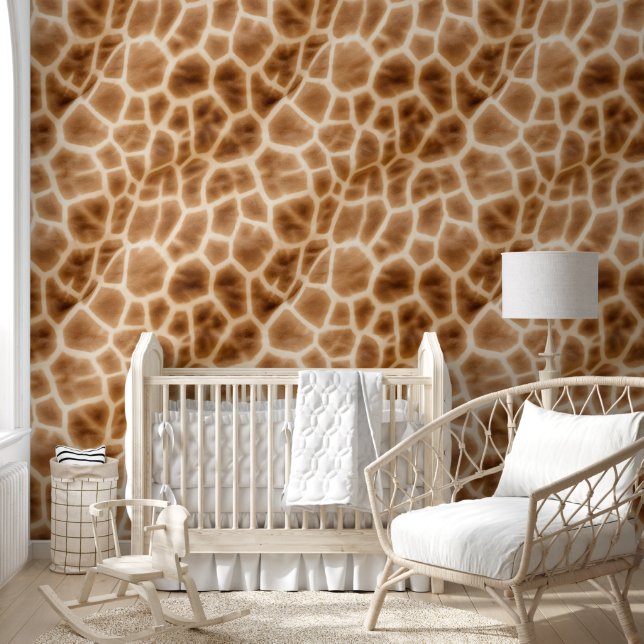 Safari Brown Cream Giraffe Dier Behang (Kinderen)