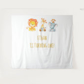 Safari Cake Table Backdrop, eerste verjaardag Wandkleed (Voorkant (horizontaal))
