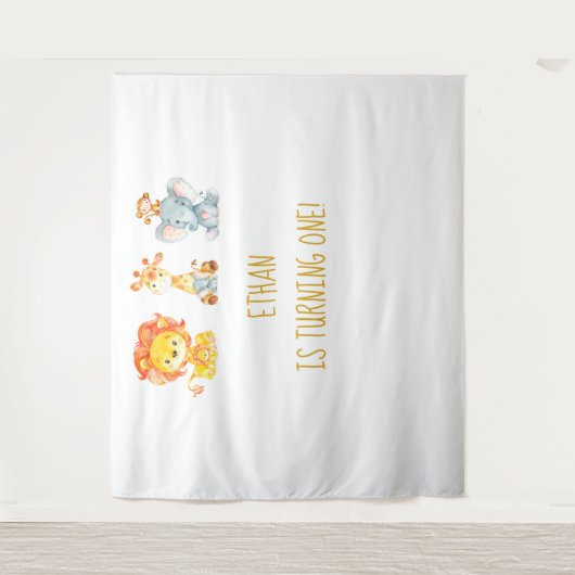 Safari Cake Table Backdrop, eerste verjaardag Wandkleed (Voorkant)