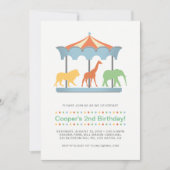 Safari Carrousel Verjaardag Uitnodiging (Voorkant)