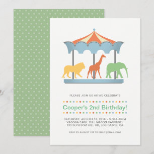 Safari Carrousel Verjaardag Uitnodiging