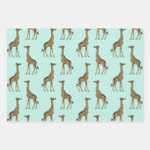 Safari Chic Giraffe Blauw Oerwoud Inpakpapier Vel (Voorkant)
