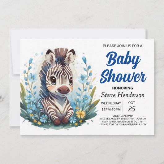Safari Chic Magic Zebra Boy Baby shower Kaart (Voorkant)