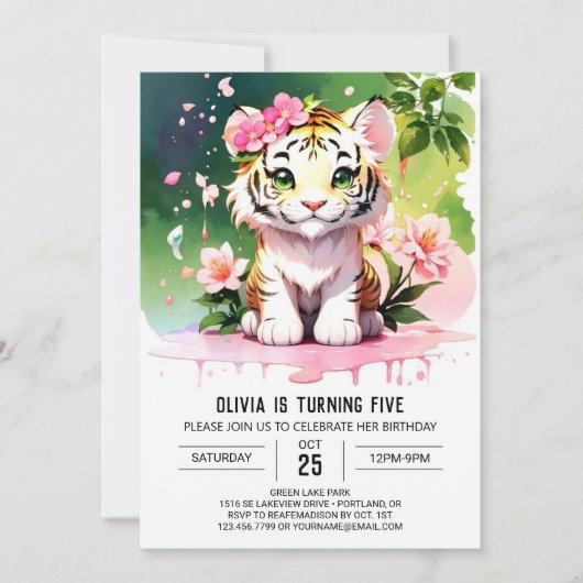 Safari Cute Tiger Anniversaire Invitation (Devant)