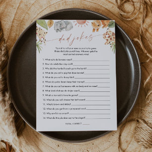 SAFARI Dad Jokes Baby shower Game Kaart