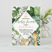 Safari dans la Jungle Baby shower Invitation Garço (Debout devant)