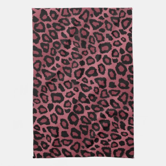 Safari Dark Dusty Roos Leopard Animal Print Theedoek (Verticaal)