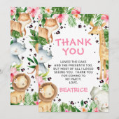 Safari de feuillage rose Floral Carte de remerciem (Devant / Derrière)