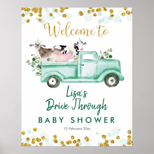 Safari de verdure par Baby shower Affiche de bienv (Devant)