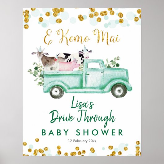 Safari de verdure par Baby shower Affiche de bienv (Devant)